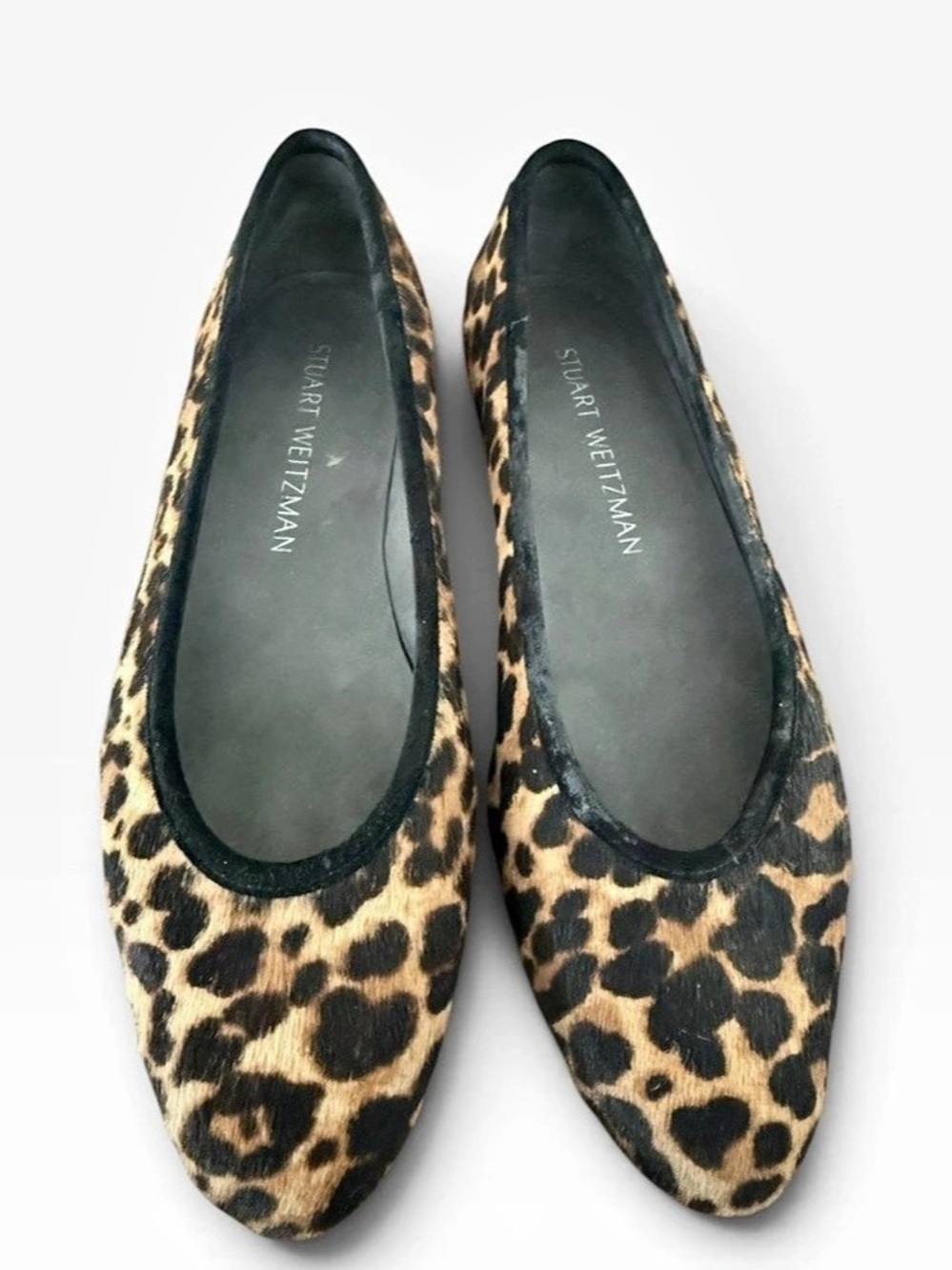 Stuart Weitzman Leopard Pony Hair Flats, Size 6M